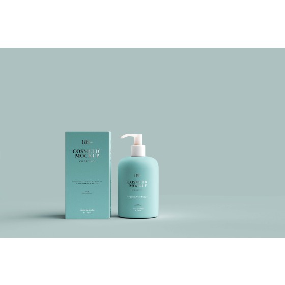 Shampoo & Body Wash Bottle Packaging PSD Mockup  Skincare Cosmetic Template